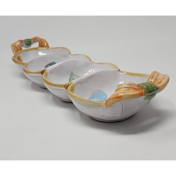 Vintage Ceramic Olive Divided Tray Rectangle Painted Fruit Neiman Marcus 15.5" - Picture 7 of 10